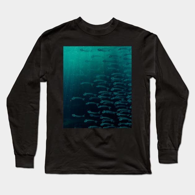 Anatomy Of A Fish - The Whole School Underwater Long Sleeve T-Shirt by CentipedeWorks